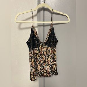 Free People Intimately Little Dream Lace Contrast Floral Tank Top Size Small